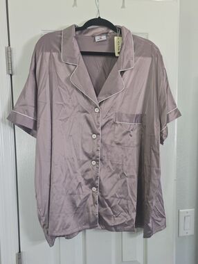 Silky Short-Sleeve Pajama Top - Dusty Mauve